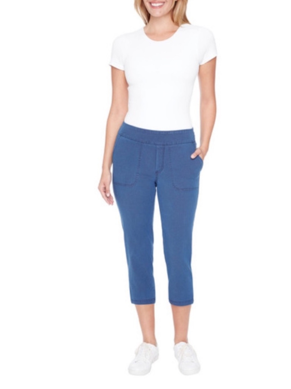 Up! Pull On Stretch Capri Pants Blue Size XS